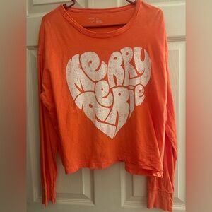 Aerie Bright Orange Long Sleeve with Heart Design